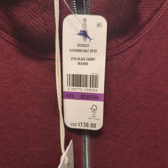 Tommy Bahama 2XB Black Cherry Heather Flipshore Reversible Half Zip Sweater - Picture 4 of 10